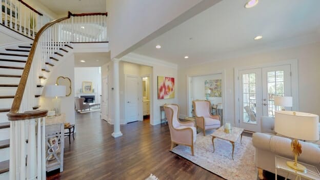 Monroe Model Home family room and staircase in Maryland