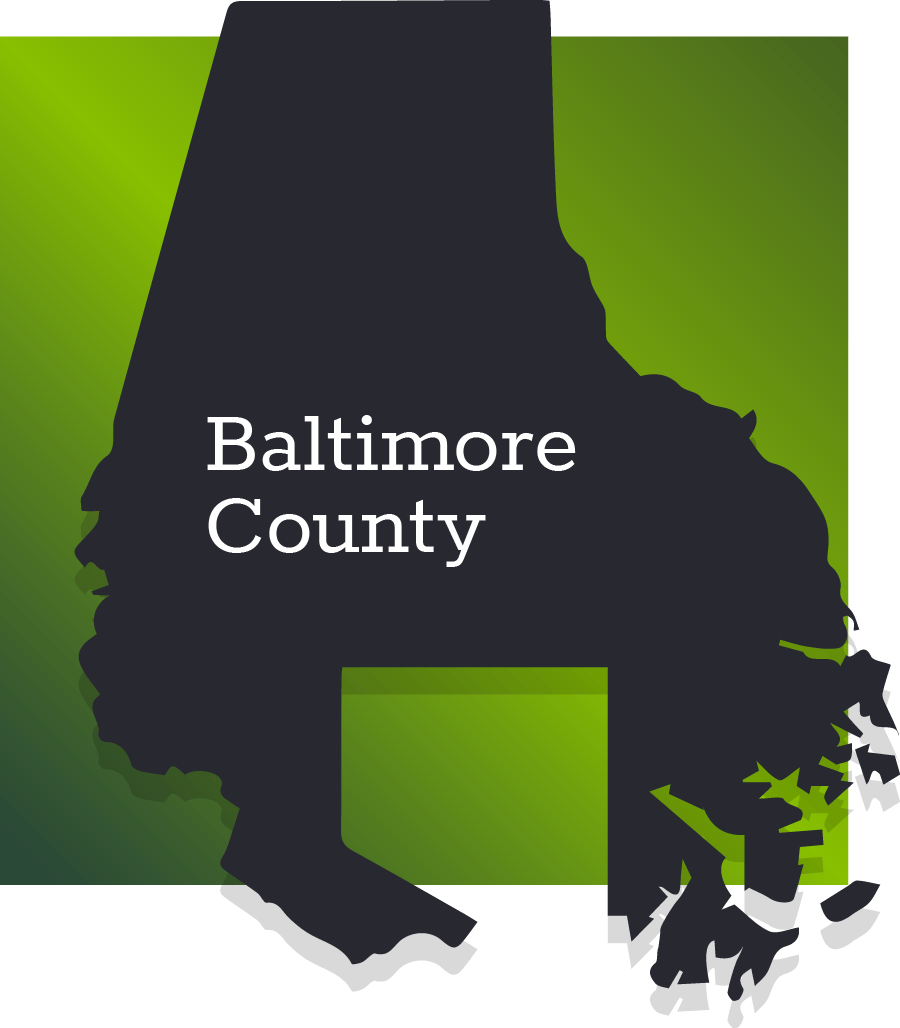 Baltimore County map silhouette for custom homes builders in Maryland
